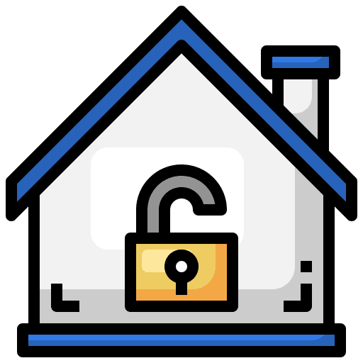 Unlocked property architecture and city real estate icon