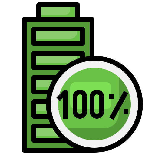 Battery percentage 100 technology icon