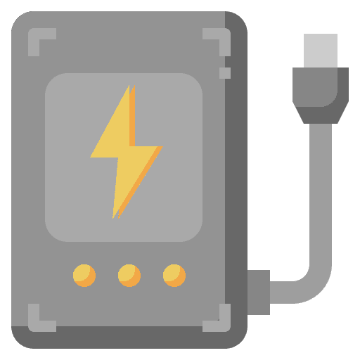 Power bank electronic device battery energy icon