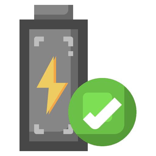 Battery approved charge check sign icon Battery approved charge check sign icon