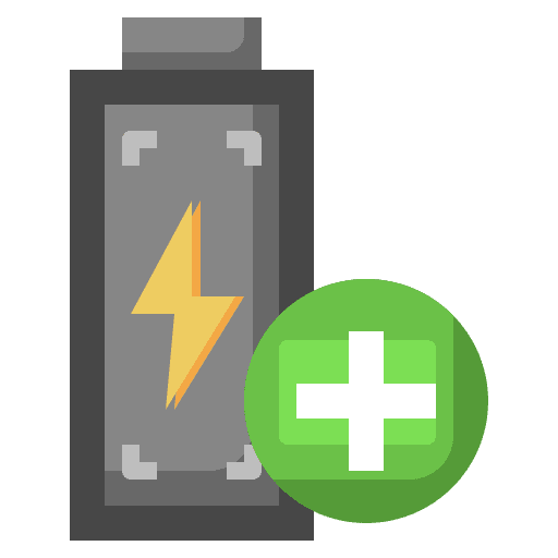 Battery status plus electronics icon Battery status plus electronics icon