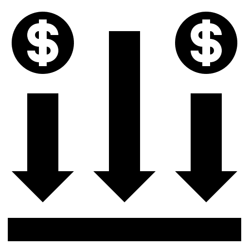 Arrow losses coin business and finance icon