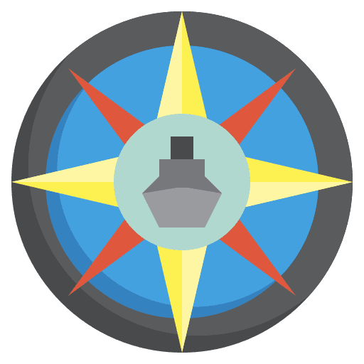 Compass maps and location technology navigation icon