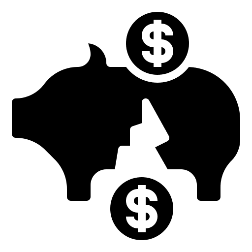 Piggy bank saving broken piggy bank icon