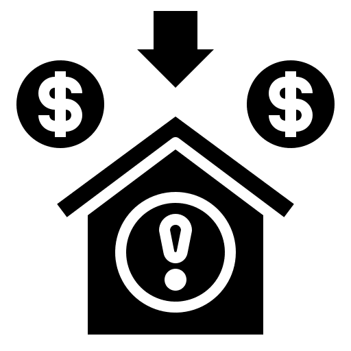 Alert debt exclamation mark home icon Alert debt exclamation mark home icon