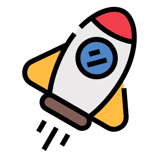 Rocket astronomy school startup icon