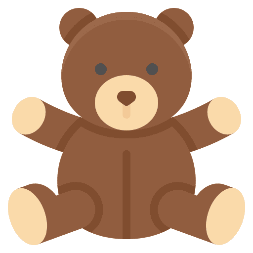 Teddy bear puppet kid and baby doll icon