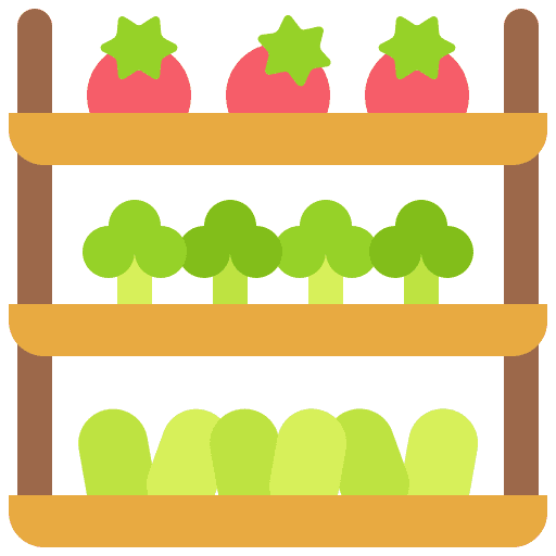 Vegetable shelf capacity storage icon