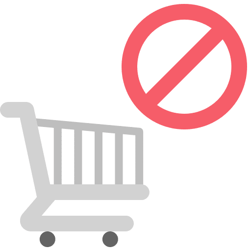 No shopping cart not allowed prohibition signaling icon