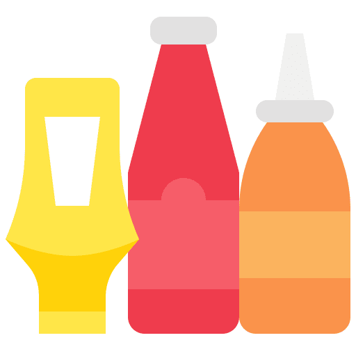 Condiments mustard sauces bottles icon