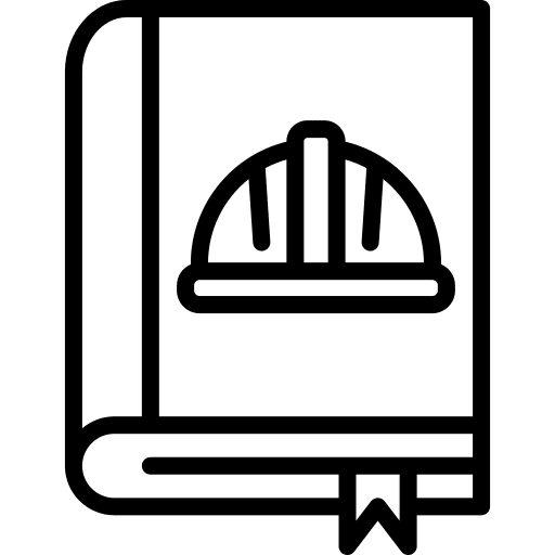Labour law book engineering helmet icon