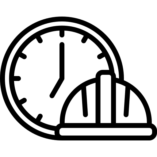 Working hours working time and date helmet icon