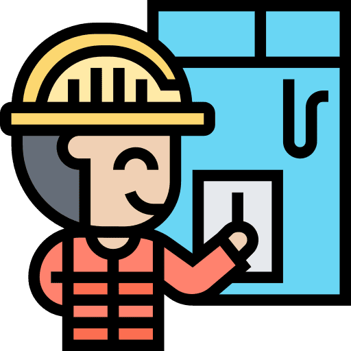 Plastering professions and jobs construction and tools man icon