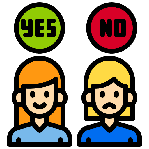 Debate caucasian disapprove approve icon