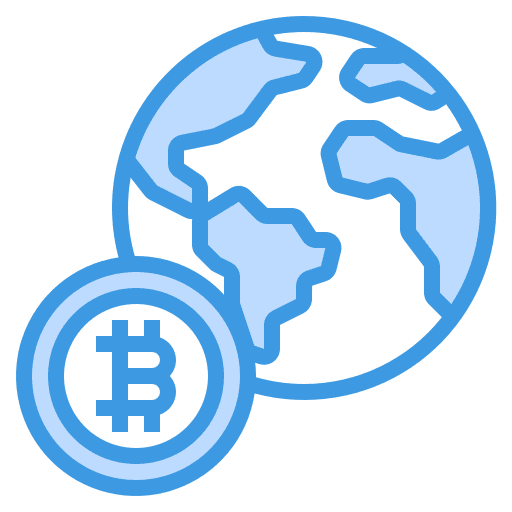 Global bitcoin business global icon Global bitcoin business global icon