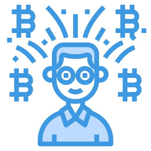 Rich millionaire banking bitcoin icon Rich millionaire banking bitcoin icon