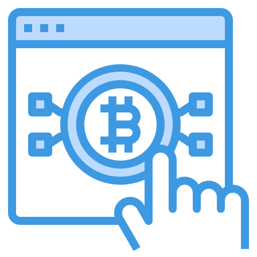 Website hand cryptocurrency browser icon Website hand cryptocurrency browser icon