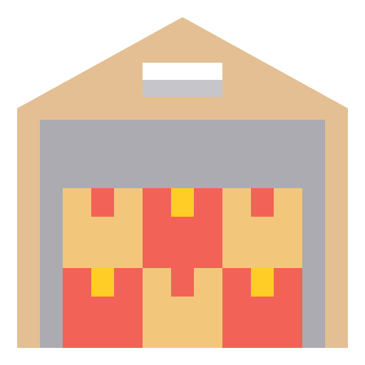 Warehouse package shipping and delivery box icon