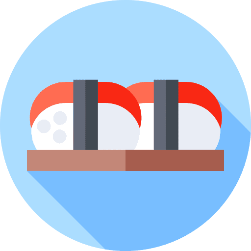 Sushi food and restaurant raw roll fish icon