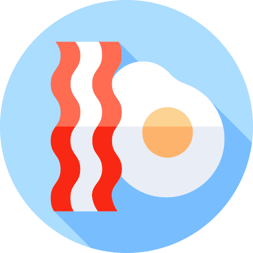 Egg bacon nutrition gastronomy icon