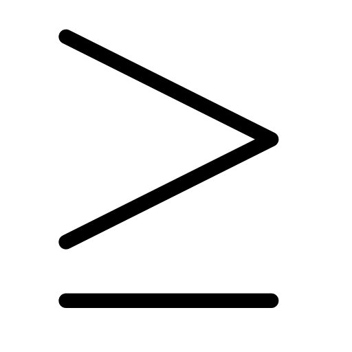 Equal to or greater than shapes and symbols sign symbol icon