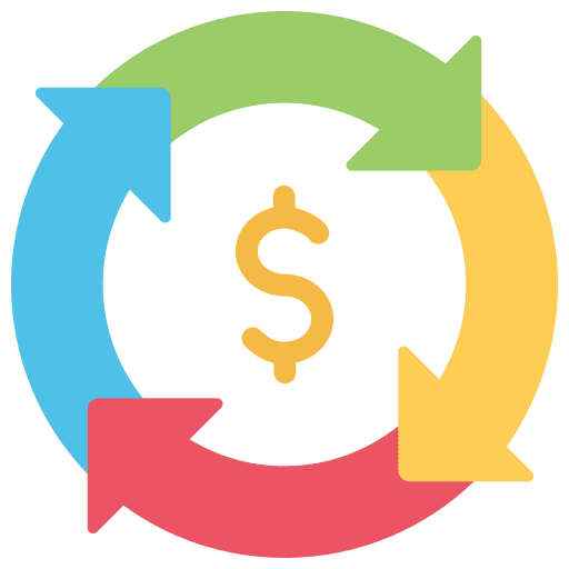 Return on investment dollar cash flow supply chain icon