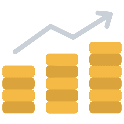 Growth investment money line chart icon Growth investment money line chart icon