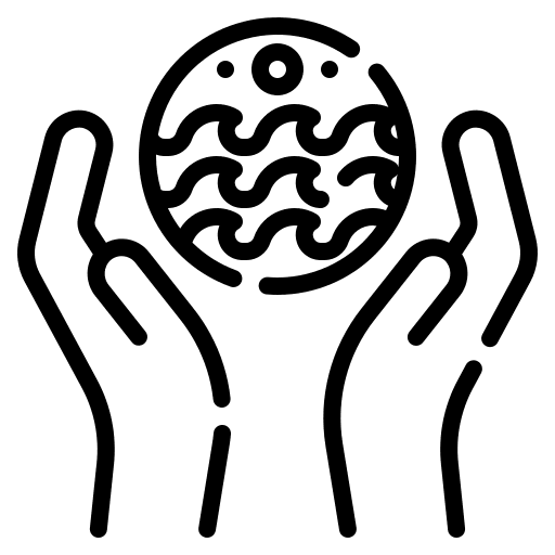 Hand planet world oceans day conservation icon