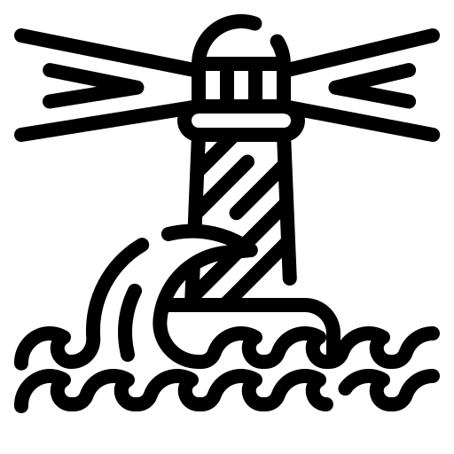 Lighthouse sea guide building icon