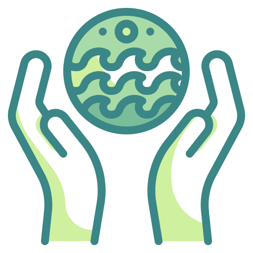 Hand earth planet hand icon