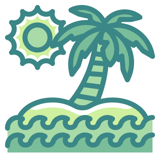 Island landscape palm tree beach icon