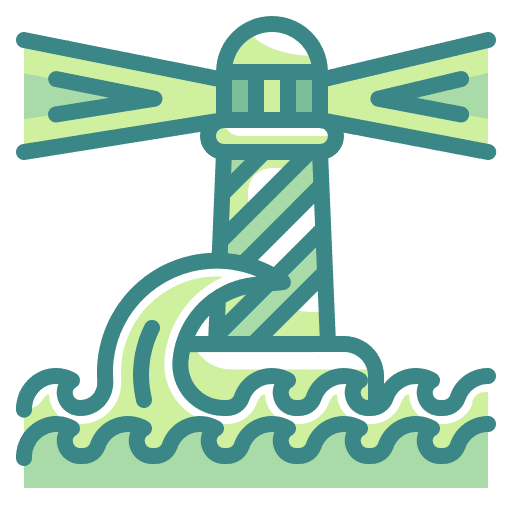 Lighthouse tower guide sea icon