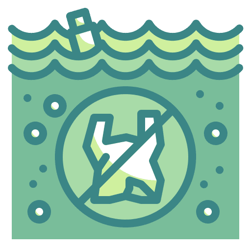 No plastic contamination waste ocean icon