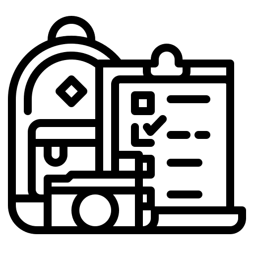 Travel check list camera backpack icon