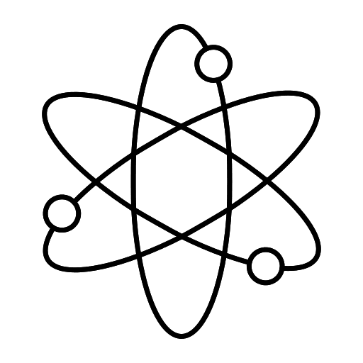 Atom nuclear physics science icon