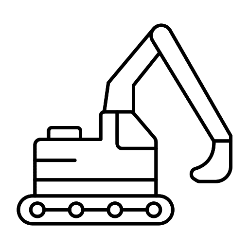 Digger tractor vehicle construction and tools icon