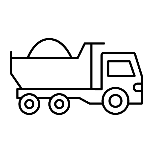 Dump truck construction and tools industry transportation icon