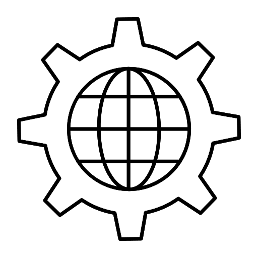 Earth grid worldwide construction and tools gear icon