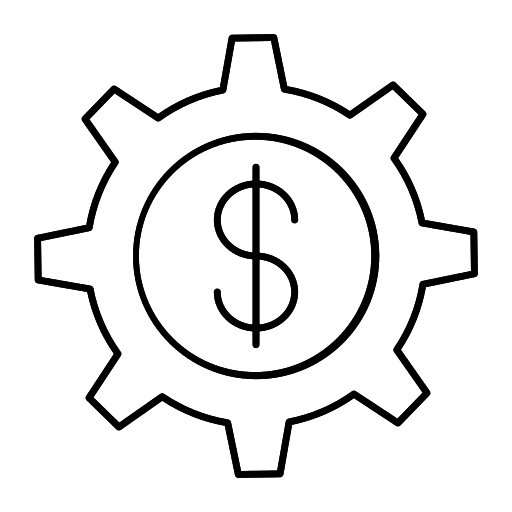 Money money cogwheel construction and tools icon