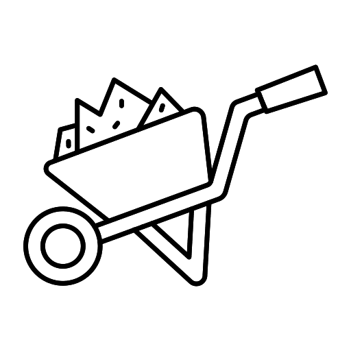 Wheelbarrow construction and tools cart trolley icon