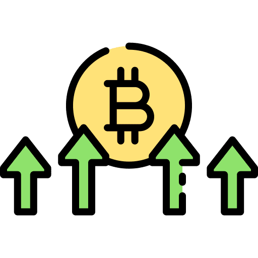 Increase business and finance bitcoin marketing icon