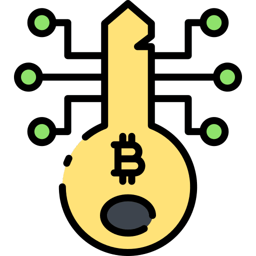 Key blockchain business and finance bitcoin encryption icon