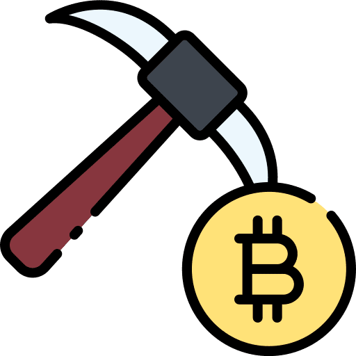Mining mining pickaxe blockchain icon
