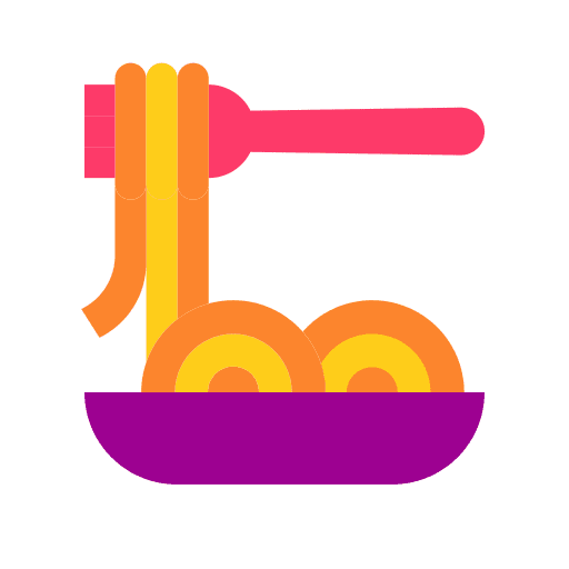 Pasta plate food and restaurant fork icon