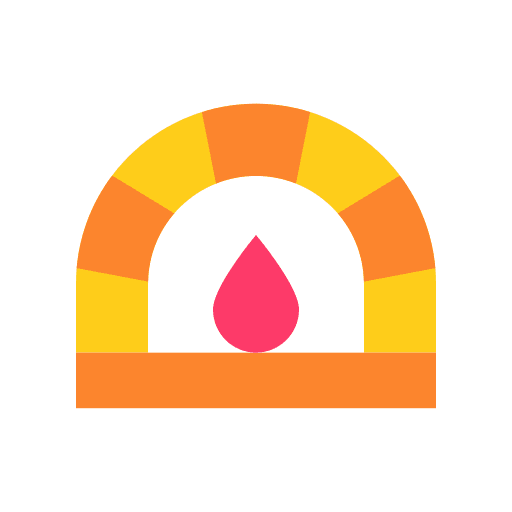 Stone oven cooking pizza fire icon