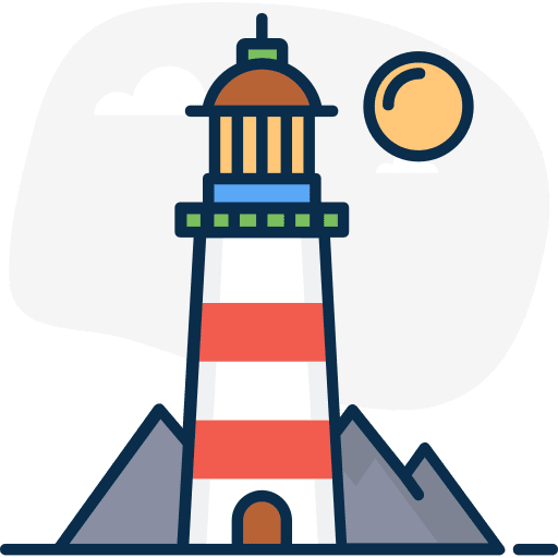 Lighthouse building orientation tower icon