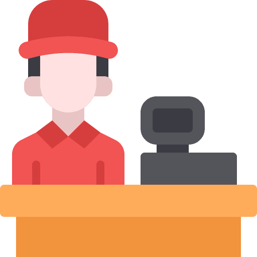 Cashier uniform man cap icon