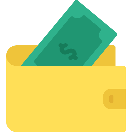 Wallet billfold cash dollar icon
