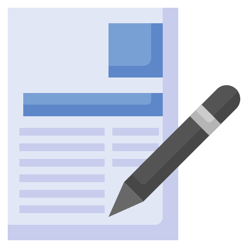 Exam write pen sheet icon