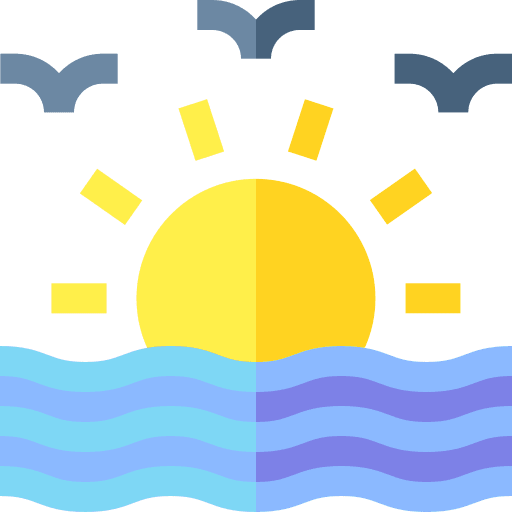 Sea sun bird ocean icon